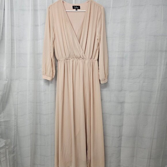LuLus Dress Maxi Peach Ethereal Flowy Formal L - Picture 11 of 14
